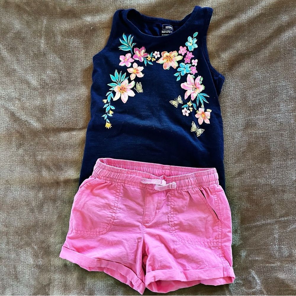 Sonoma Sparkle & Shine Navy Tank with Jumping Beans Pink Shorts